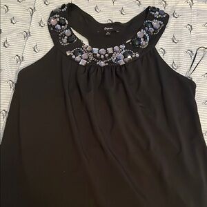 Express Black Embellished Sleeveless Tank Top